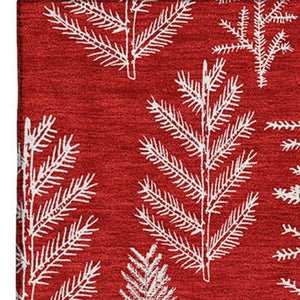 HomeRoots 9' X 12' Red And Ivory Floral Area Rug - Washable, UV Protected, Durable, Perfect for High-Traffic Spaces 701773