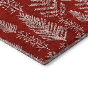 HomeRoots 10' X 14' Red And Ivory Floral Area Rug - Washable, UV Protected, Perfect for Active Homes & Kids! 701774