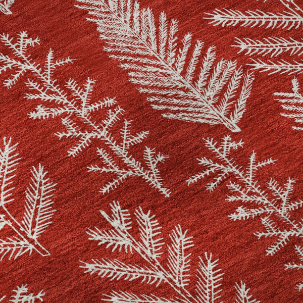 HomeRoots 10' X 14' Red And Ivory Floral Area Rug - Washable, UV Protected, Perfect for Active Homes & Kids! 701774