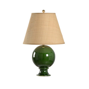 Chelsea House Sphere Hand-Glazed Emerald Table Lamp — Italian Ceramic Globe On Pedestal, Soft Ambient Accent Light 70178-2