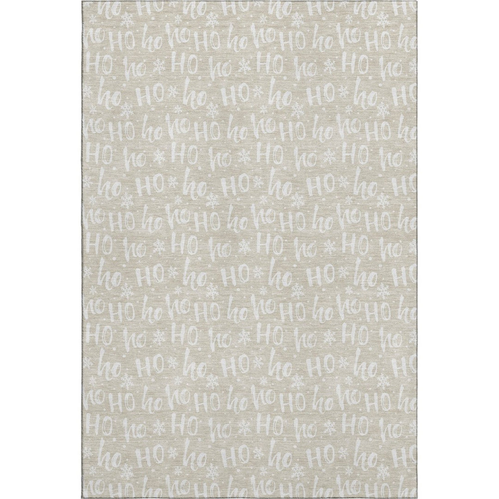 HomeRoots 5' X 8' Beige and Ivory Abstract Geometric Area Rug – Washable, Stain Resistant, UV Protected Design 701782