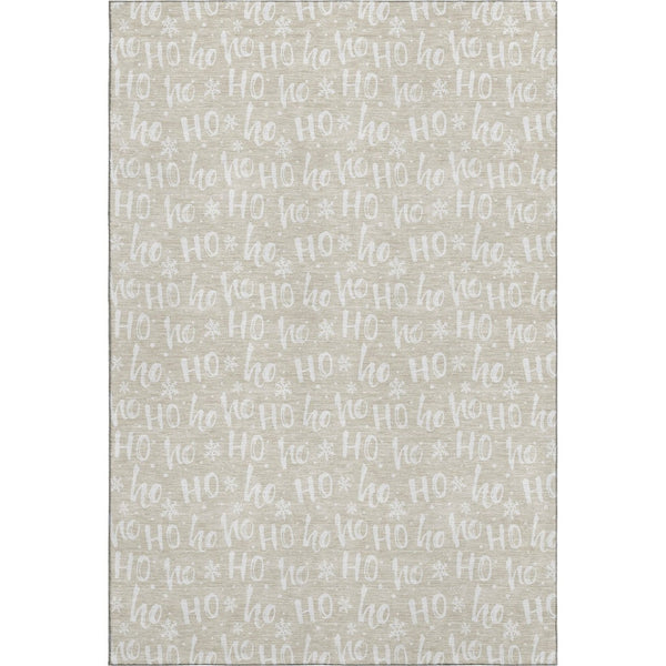 HomeRoots 5' X 8' Beige and Ivory Abstract Geometric Area Rug – Washable, Stain Resistant, UV Protected Design 701782