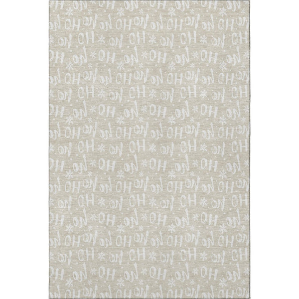 HomeRoots 5' X 8' Beige and Ivory Abstract Geometric Area Rug – Washable, Stain Resistant, UV Protected Design 701782