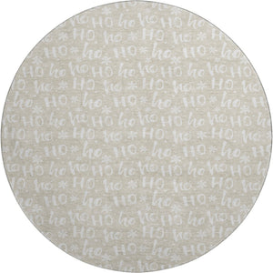 HomeRoots 8' Beige And Ivory Abstract Round Rug - Stylish, Washable, UV-Protected for Modern Living Spaces 701783