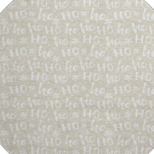 HomeRoots 8' Beige And Ivory Abstract Round Rug - Stylish, Washable, UV-Protected for Modern Living Spaces 701783