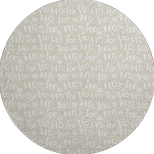 HomeRoots 8' Beige And Ivory Abstract Round Rug - Stylish, Washable, UV-Protected for Modern Living Spaces 701783