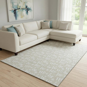 HomeRoots 8' X 10' Beige and Ivory Abstract Geometric Washable Rug – Durable, Stain Resistant, UV Protected! 701784
