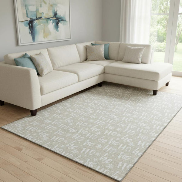 HomeRoots 8' X 10' Beige and Ivory Abstract Geometric Washable Rug – Durable, Stain Resistant, UV Protected! 701784
