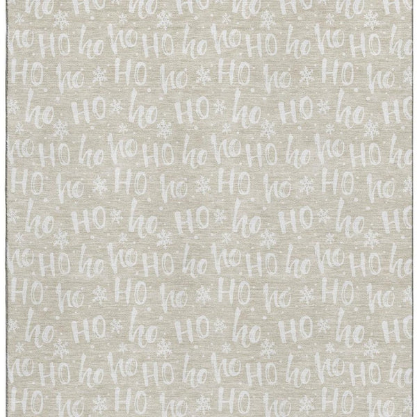 HomeRoots 8' X 10' Beige and Ivory Abstract Geometric Washable Rug – Durable, Stain Resistant, UV Protected! 701784