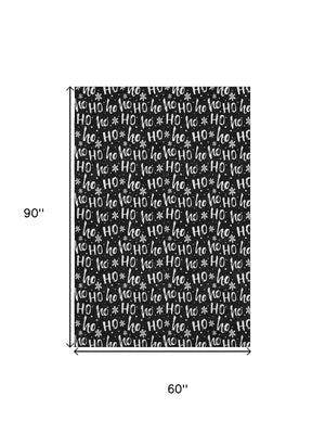 HomeRoots 5' X 8' Black And Ivory Abstract Geometric Washable Area Rug - Stylish, Durable, UV Protected Decor 701788