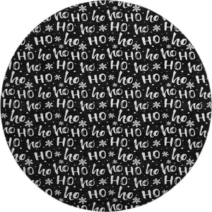 HomeRoots 8' Black and Ivory Abstract Geometric Round Rug – Washable, Durable, UV-Protected for Modern Living 701789