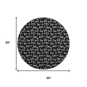 HomeRoots 8' Black and Ivory Abstract Geometric Round Rug – Washable, Durable, UV-Protected for Modern Living 701789