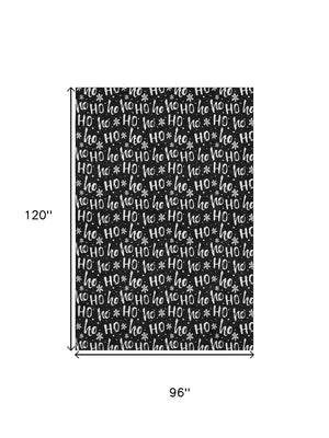 HomeRoots 8' X 10' Black and Ivory Abstract Geometric Area Rug - Washable, UV-Protected, Durable Design for Homes 701790