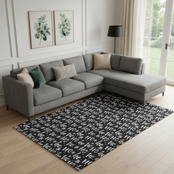 HomeRoots 9' X 12' Black And Ivory Abstract Geometric Area Rug - Washable, UV Protected, Durable & Stylish! 701791
