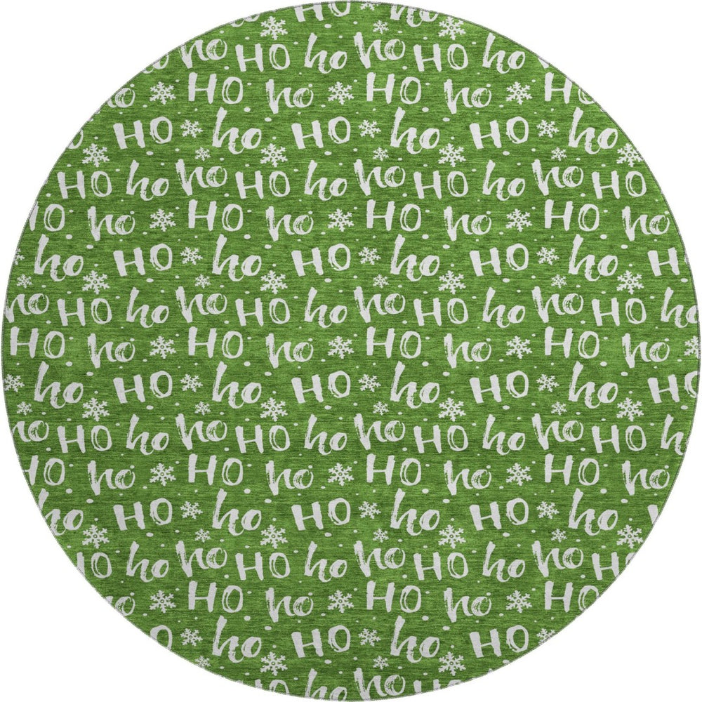 HomeRoots 8' Green And Ivory Abstract Geometric Washable Round Rug - Durable, UV-Protected & Stain-Resistant! 701795