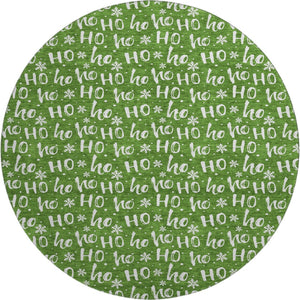 HomeRoots 8' Green And Ivory Abstract Geometric Washable Round Rug - Durable, UV-Protected & Stain-Resistant! 701795
