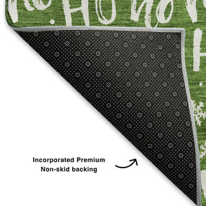HomeRoots 8' Green And Ivory Abstract Geometric Washable Round Rug - Durable, UV-Protected & Stain-Resistant! 701795