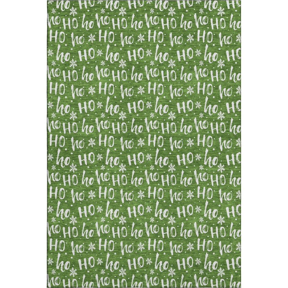 HomeRoots 8' X 10' Abstract Geometric Area Rug in Green & Ivory - Washable, UV-Protected, Durable Design for Homes 701796