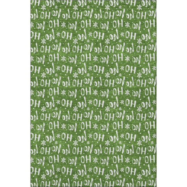 HomeRoots 9' X 12' Modern Green & Ivory Abstract Washable Area Rug with UV Protection for Busy Homes 701797