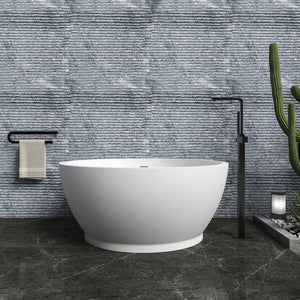 English Elm 52.7 Inch Round Freestanding Solid Surface Soaking Tub Matte White Spa Bath W1613P499301