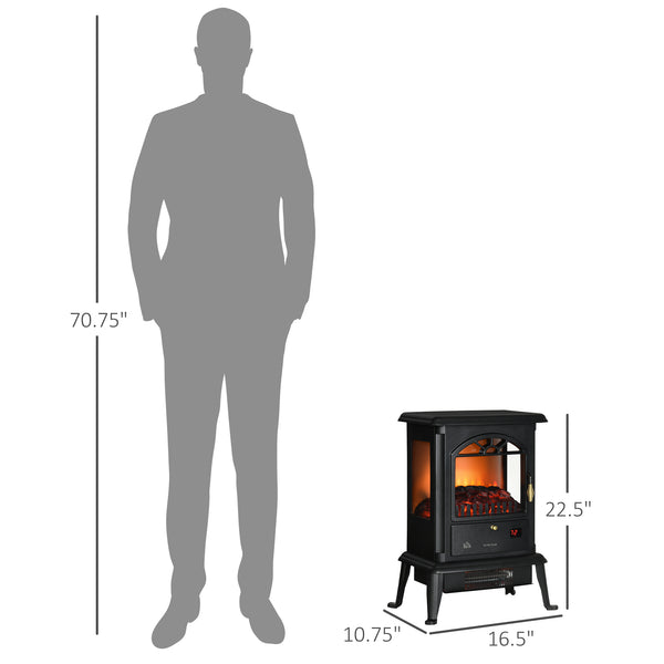 English Elm Homcom 23" Electric Infrared Fireplace Stove - Realistic Log Flame, Adjustable Heat, Timer, Safety Features W2225P249851
