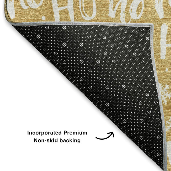 HomeRoots 5' X 8' Gold Ivory Abstract Geometric Area Rug – Washable, UV Protected, Modern Design for Any Room 701800