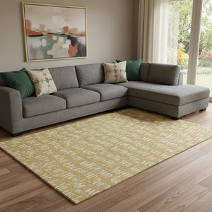 HomeRoots 8' X 10' Gold & Ivory Abstract Geometric Washable Area Rug - Durable, UV Protected & Stylish Design 701802