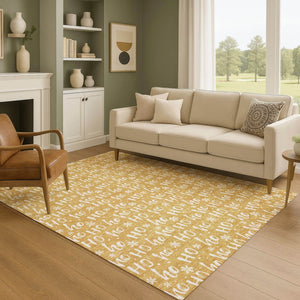 HomeRoots 8' X 10' Gold & Ivory Abstract Geometric Washable Area Rug - Durable, UV Protected & Stylish Design 701802