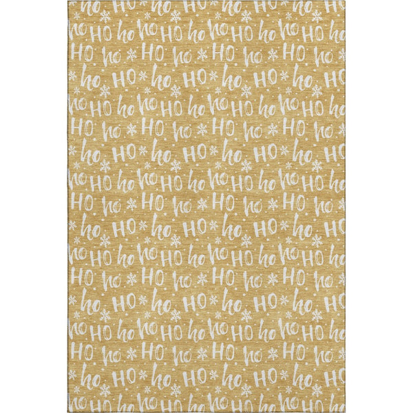 HomeRoots 8' X 10' Gold & Ivory Abstract Geometric Washable Area Rug - Durable, UV Protected & Stylish Design 701802