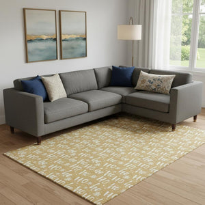 HomeRoots 9' X 12' Gold And Ivory Abstract Geometric Area Rug - Stylish, Durable, Washable & UV Protected Design 701803