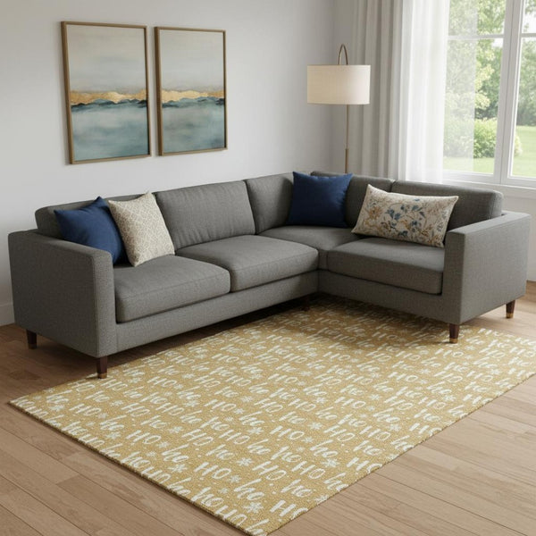 HomeRoots 9' X 12' Gold And Ivory Abstract Geometric Area Rug - Stylish, Durable, Washable & UV Protected Design 701803