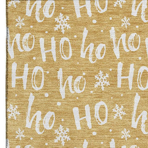 HomeRoots 10' Gold and Ivory Abstract Geometric Area Rug - Washable, UV-Resistant, Durable for Active Homes 701804