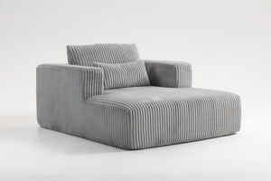 English Elm Sofa Bed Compact Corduroy Convertible Sleeper with Lumbar Pillows for Studio Apartments Grey W3326P345961