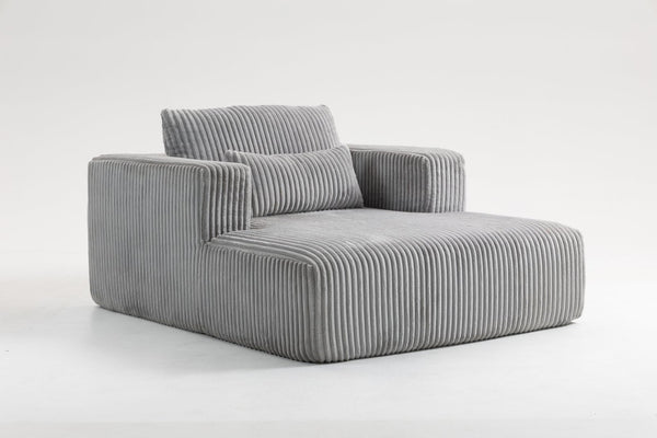 English Elm Sofa Bed Compact Corduroy Convertible Sleeper with Lumbar Pillows for Studio Apartments Grey W3326P345961