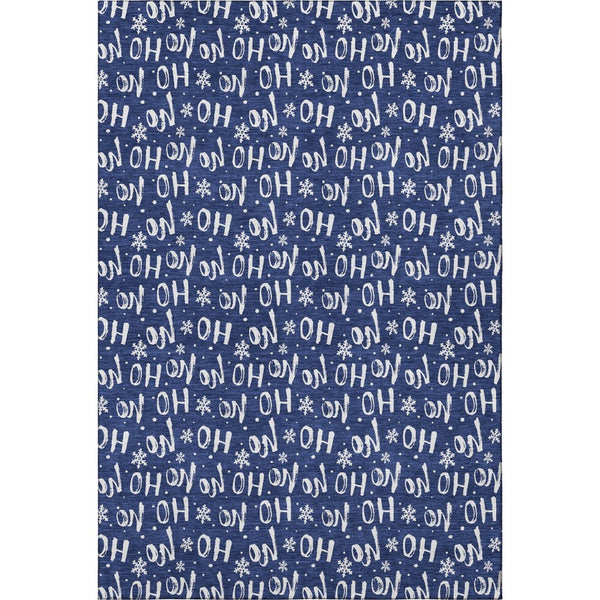 HomeRoots 5' X 8' Navy Blue & Ivory Abstract Geometric Area Rug - Washable, UV-Protected, Stylish & Durable! 701806