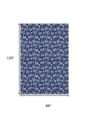 HomeRoots 8' X 10' Navy Blue & Ivory Abstract Geometric Rug - Washable, UV-Protected, Stain-Resistant Design! 701808
