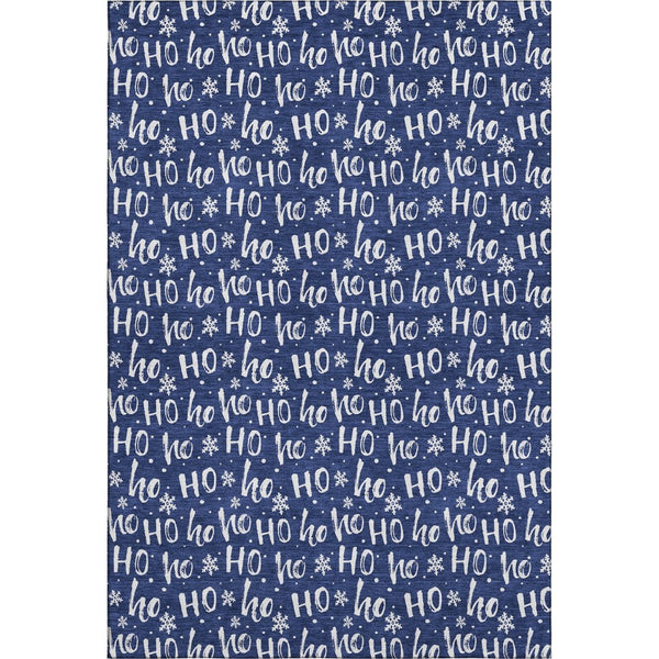 HomeRoots 9' X 12' Navy Blue Abstract Geometric Area Rug - Washable, UV Protected, Durable & Stylish Decor Solution 701809