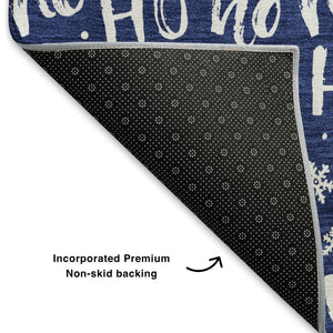 HomeRoots 9' X 12' Navy Blue Abstract Geometric Area Rug - Washable, UV Protected, Durable & Stylish Decor Solution 701809