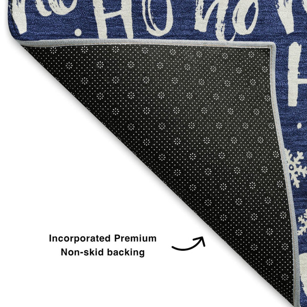 HomeRoots 9' X 12' Navy Blue Abstract Geometric Area Rug - Washable, UV Protected, Durable & Stylish Decor Solution 701809