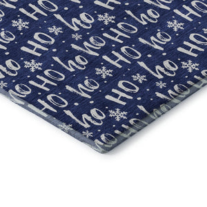 HomeRoots 9' X 12' Navy Blue Abstract Geometric Area Rug - Washable, UV Protected, Durable & Stylish Decor Solution 701809