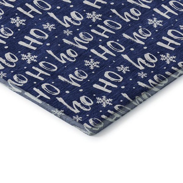 HomeRoots 9' X 12' Navy Blue Abstract Geometric Area Rug - Washable, UV Protected, Durable & Stylish Decor Solution 701809