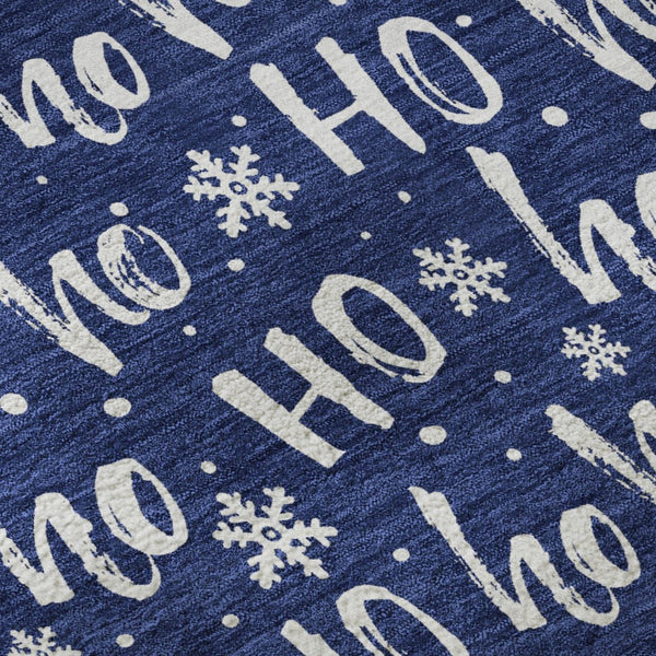 HomeRoots 9' X 12' Navy Blue Abstract Geometric Area Rug - Washable, UV Protected, Durable & Stylish Decor Solution 701809