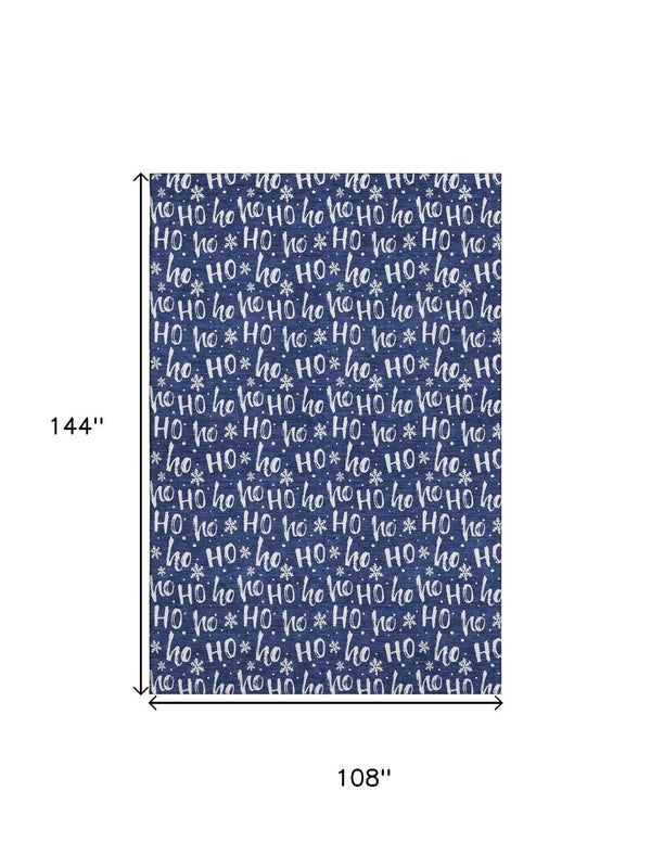 HomeRoots 9' X 12' Navy Blue Abstract Geometric Area Rug - Washable, UV Protected, Durable & Stylish Decor Solution 701809