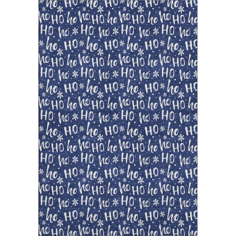 HomeRoots 10' X 14' Navy Blue & Ivory Abstract Geometric Area Rug – Washable, UV-Protected, Durable Design! 701810