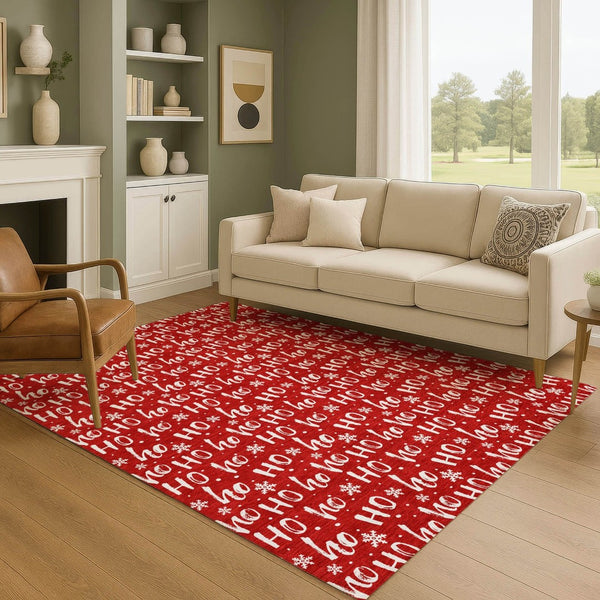 HomeRoots 5' X 8' Red and Ivory Abstract Geometric Area Rug with UV Protection - Durable, Stain Resistant Design! 701812