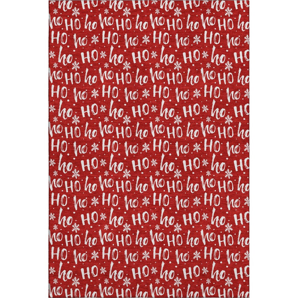 HomeRoots 5' X 8' Red and Ivory Abstract Geometric Area Rug with UV Protection - Durable, Stain Resistant Design! 701812