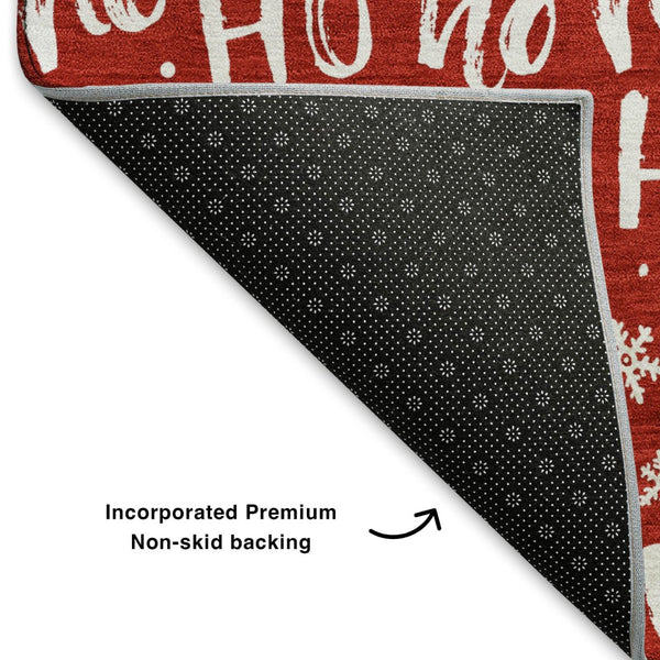 HomeRoots 5' X 8' Red and Ivory Abstract Geometric Area Rug with UV Protection - Durable, Stain Resistant Design! 701812