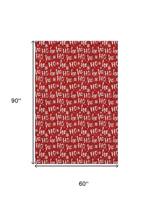 HomeRoots 5' X 8' Red and Ivory Abstract Geometric Area Rug with UV Protection - Durable, Stain Resistant Design! 701812