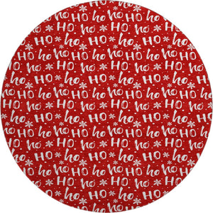 HomeRoots 8' Red and Ivory Abstract Geometric Round Rug - Washable, UV-Protected, Perfect for Busy Homes! 701813