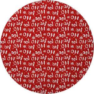 HomeRoots 8' Red and Ivory Abstract Geometric Round Rug - Washable, UV-Protected, Perfect for Busy Homes! 701813